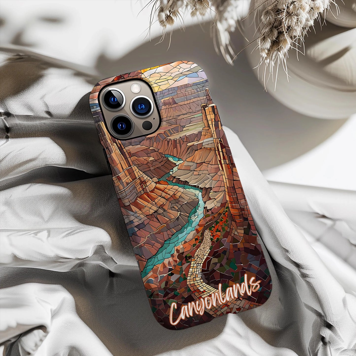 Canyonlands Tough Case, Utah Desert Mosaic Landscape Phone Cover, National Park Design Compatible with iPhone, Galaxy and Google
