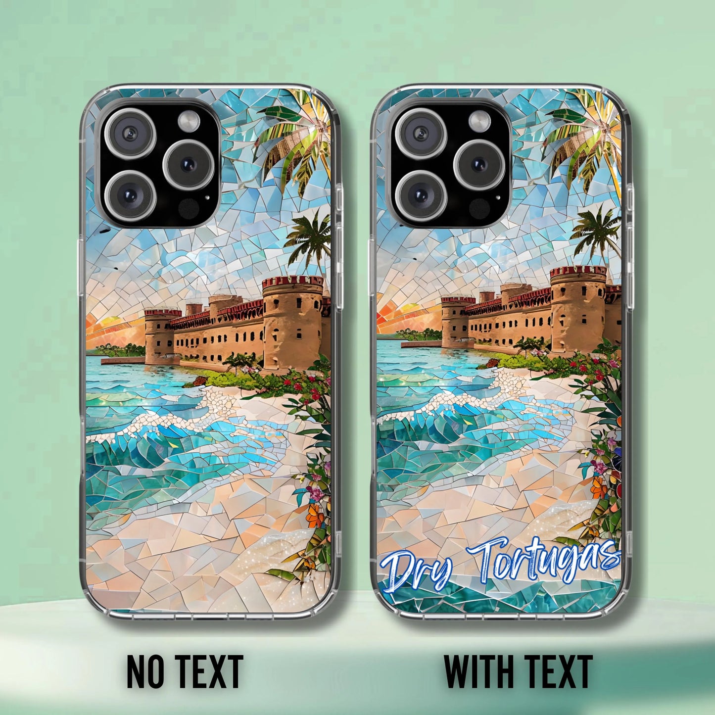 Dry Tortugas National Park Tough Case, Coastal Fort Mosaic Art, Florida Ocean Beach Phone Case Compatible with iPhone, Galaxy, and Google