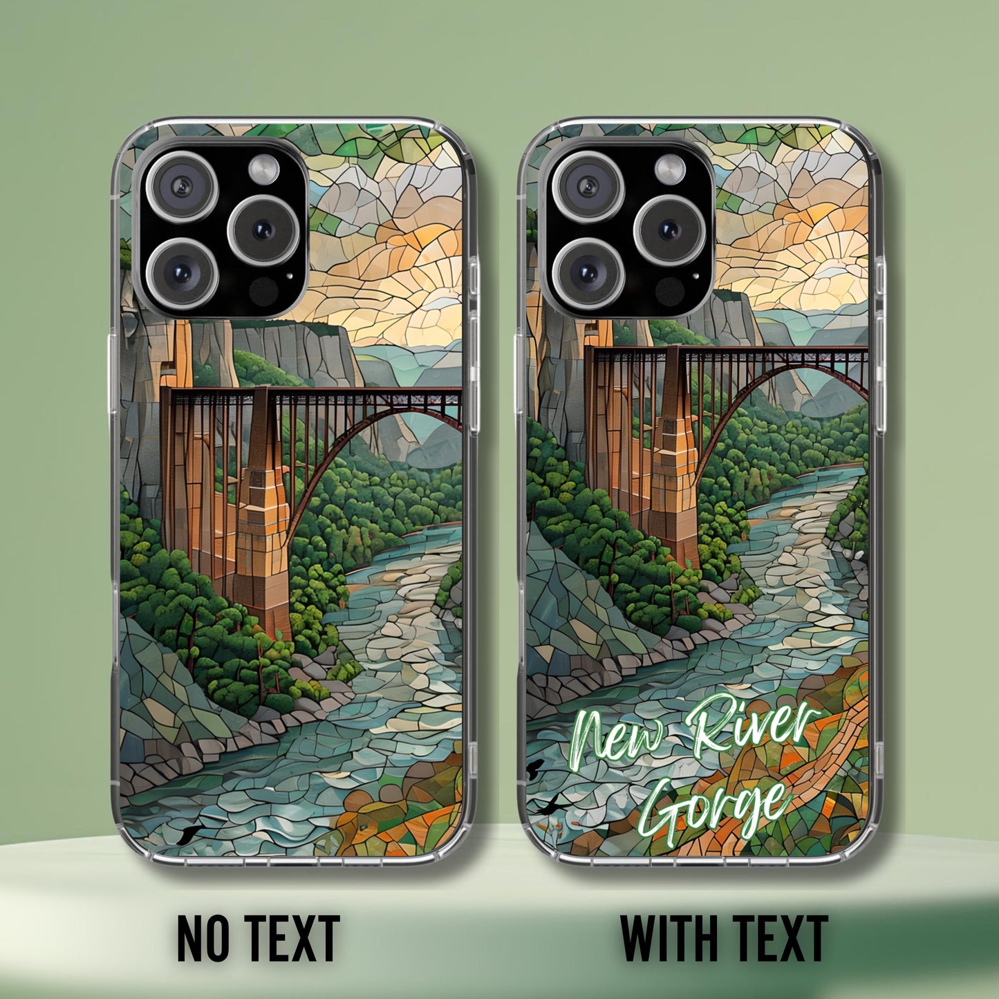 New River Gorge Tough Case West Virginia Mosaic Bridge Art National Park Phone Case Compatible with iPhone, Galaxy and Google
