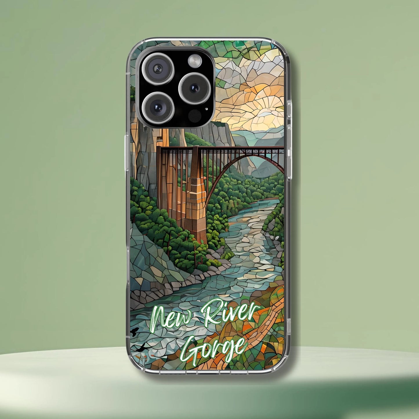 New River Gorge Tough Case West Virginia Mosaic Bridge Art National Park Phone Case Compatible with iPhone, Galaxy and Google