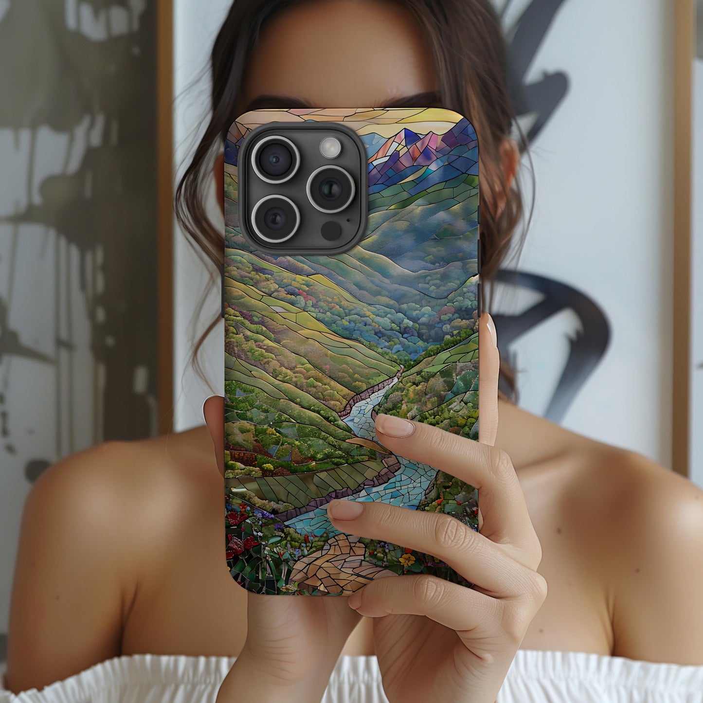 Shenandoah National Park Tough Case, Mosaic Blue Ridge Mountains Nature Art, Compatible with iPhone, Galaxy and Google