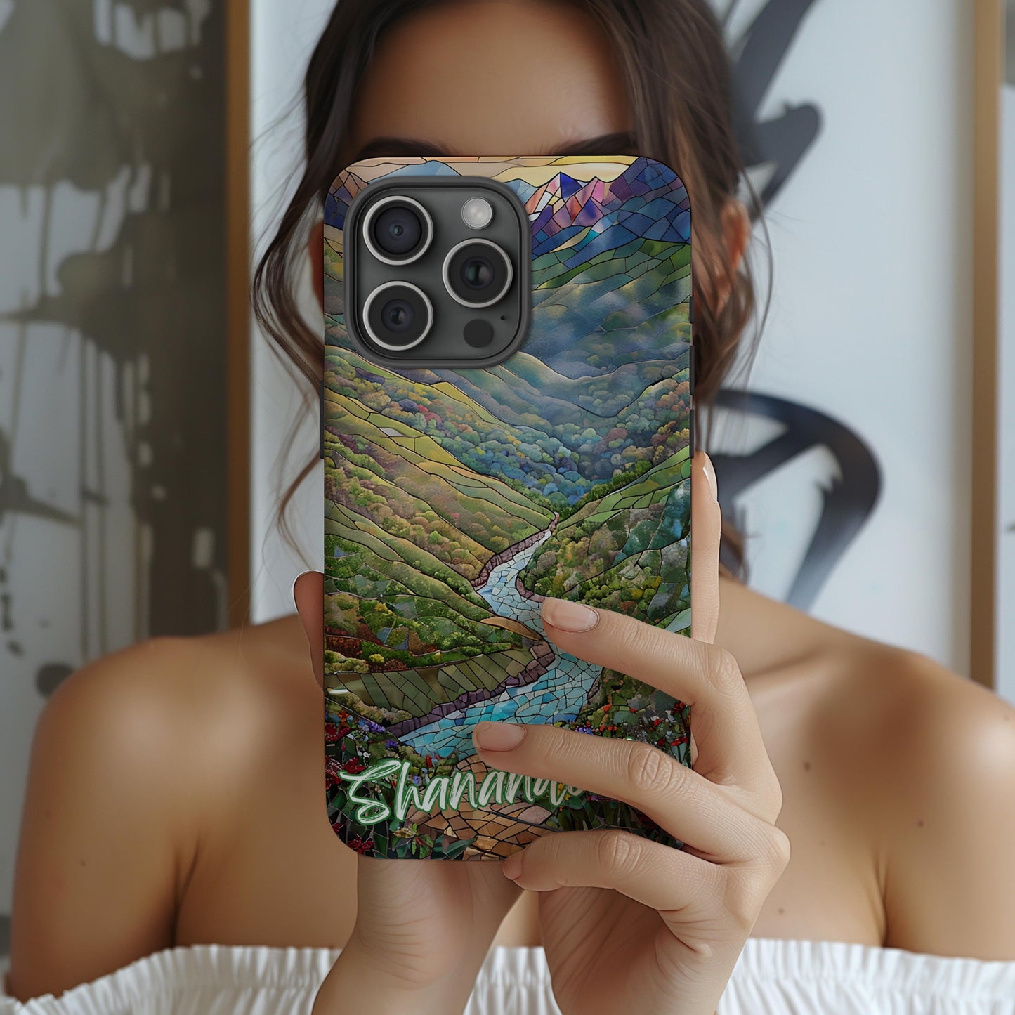 Shenandoah National Park Tough Case, Mosaic Blue Ridge Mountains Nature Art, Compatible with iPhone, Galaxy and Google