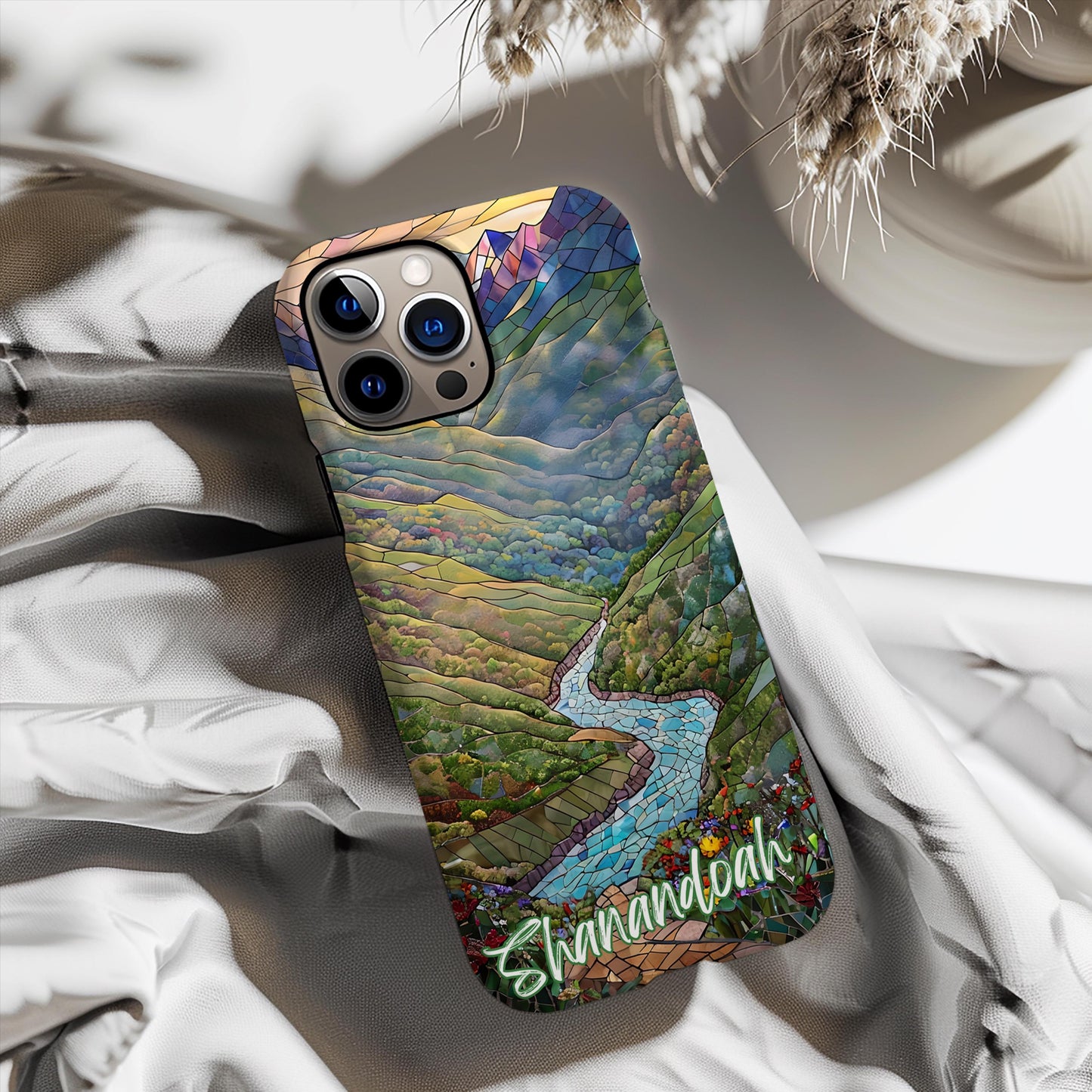 Shenandoah National Park Tough Case, Mosaic Blue Ridge Mountains Nature Art, Compatible with iPhone, Galaxy and Google