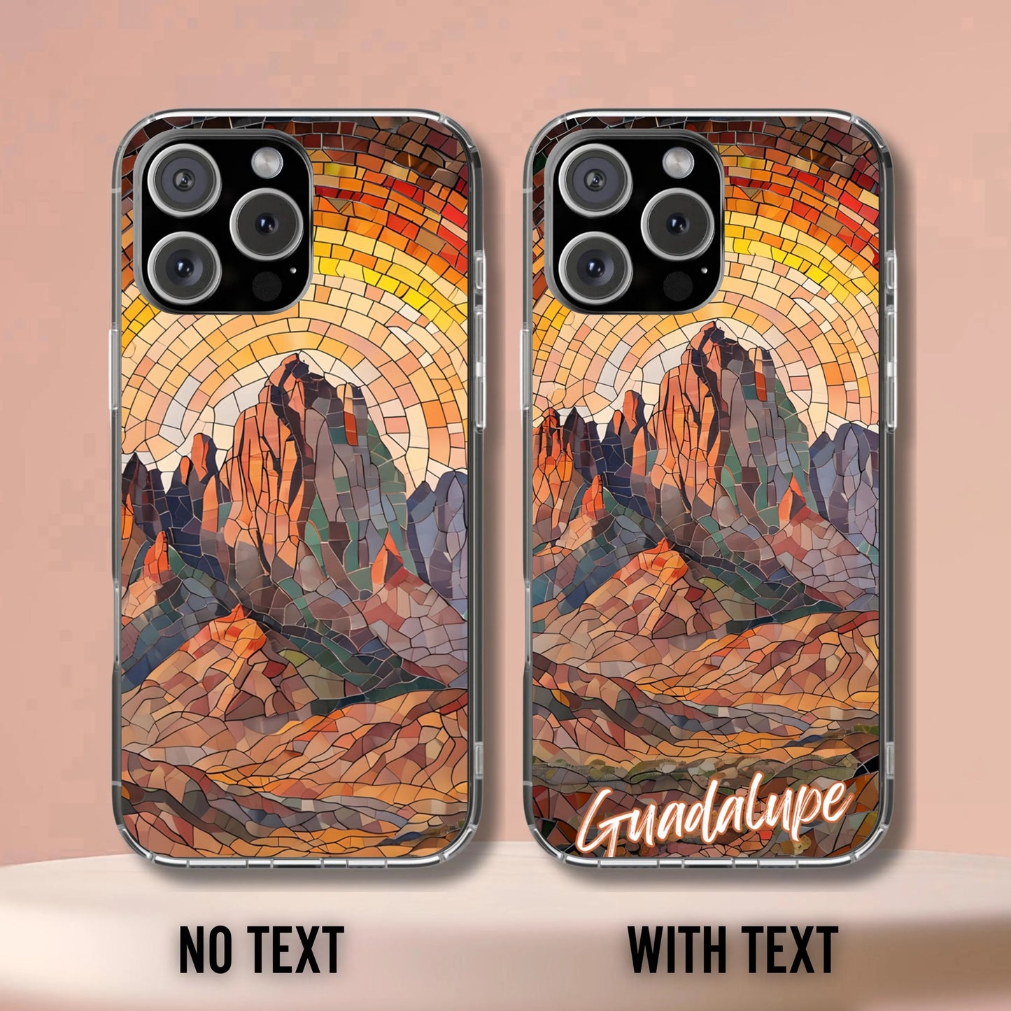 Guadalupe Mountains Tough Case, Texas Desert Landscape Phone Cover, Mosaic National Park Art Compatible with iPhone, Galaxy and Google