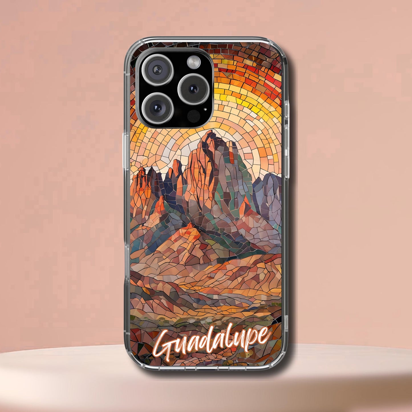 Guadalupe Mountains Tough Case, Texas Desert Landscape Phone Cover, Mosaic National Park Art Compatible with iPhone, Galaxy and Google