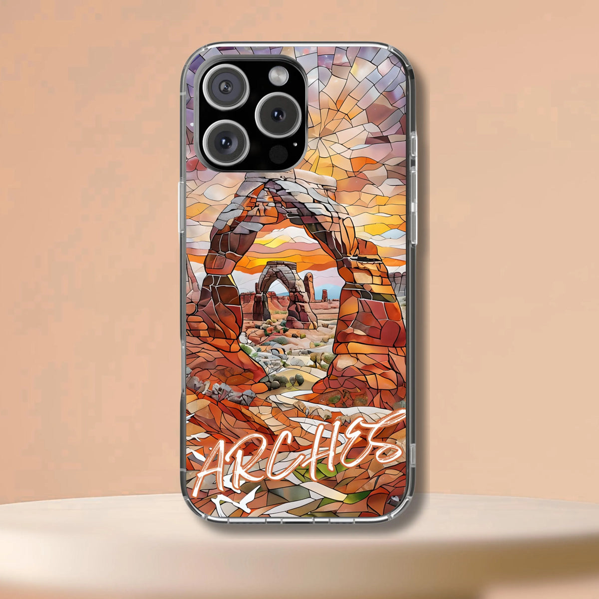 Arches Tough Case Utah National Park Sunset Phone Cover Red Rock Desert Mosaic Art Compatible with iPhone, Galaxy and Google