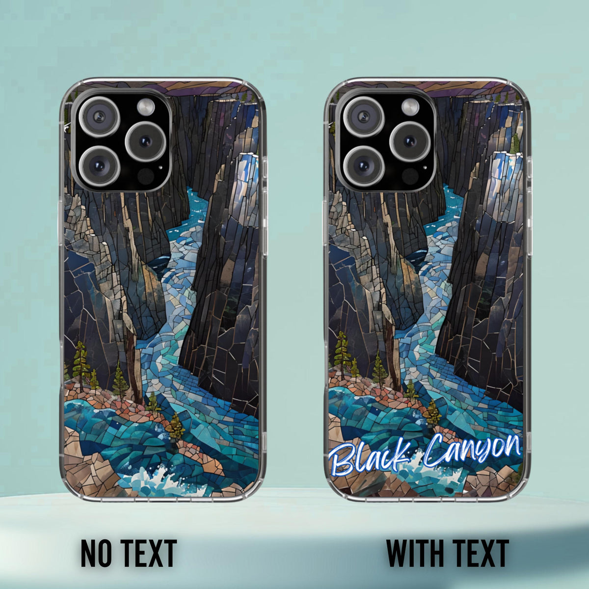 Black Canyon Tough Case, Colorado National Park Cliff Phone Cover, Dark Gorge Mosaic Art Compatible with iPhone, Galaxy and Google