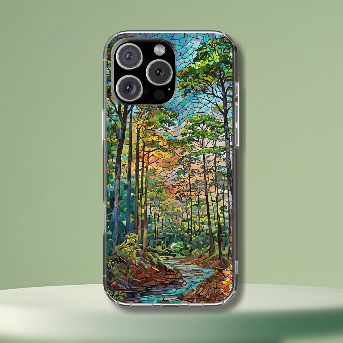 Congaree National Park Tough Case, Floodplain Forest Mosaic Art, Swamp Landscape Phone Case Compatible with iPhone, Galaxy, and Google