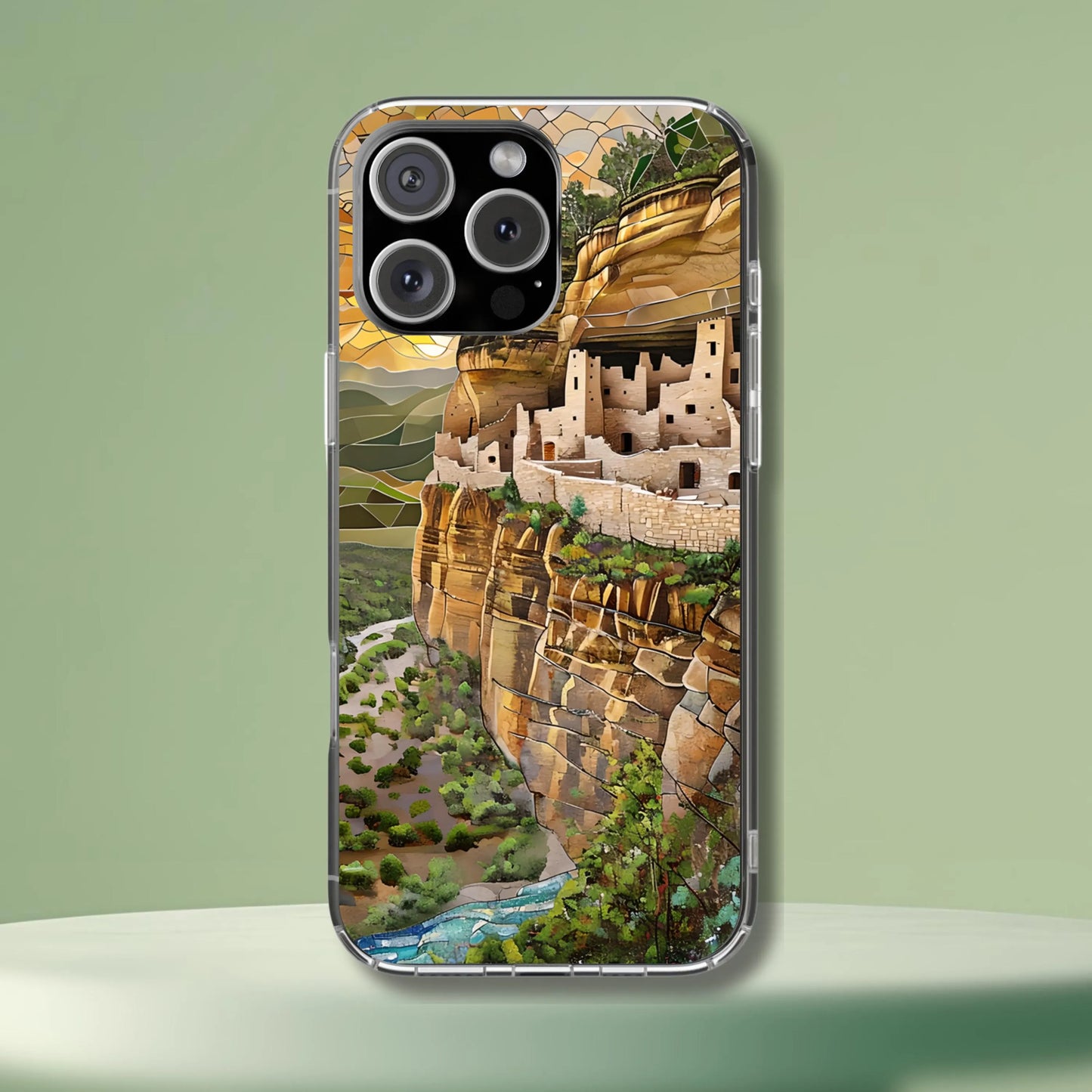 Mesa Verde National Park Tough Case, Mosaic Cliff Dwelling Phone Case, Southwest Desert Design Compatible with iPhone, Galaxy and Google