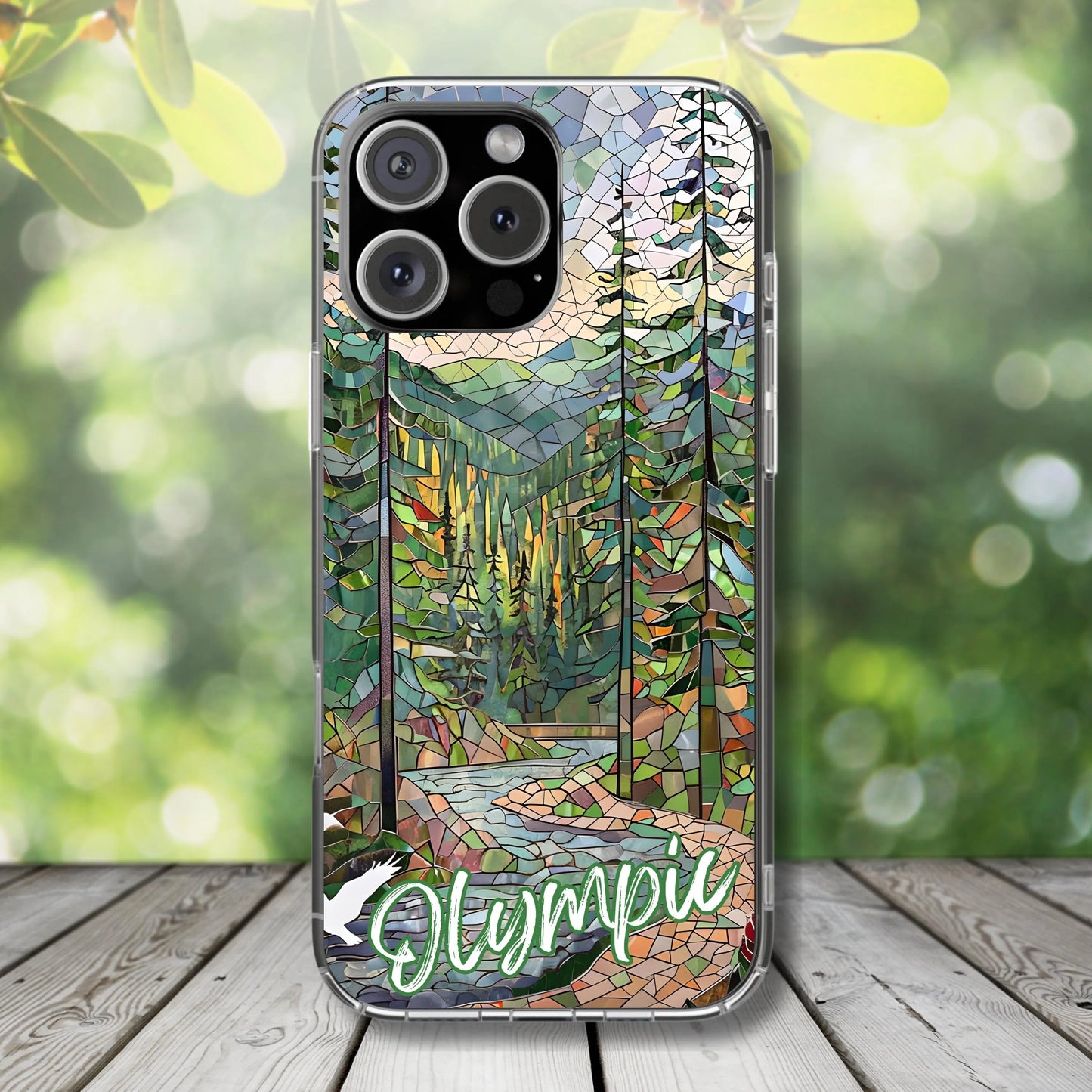 Olympic National Park Tough Case, Mosaic Forest River Phone Case, Pacific Northwest Nature Cover Compatible with iPhone, Galaxy, Google