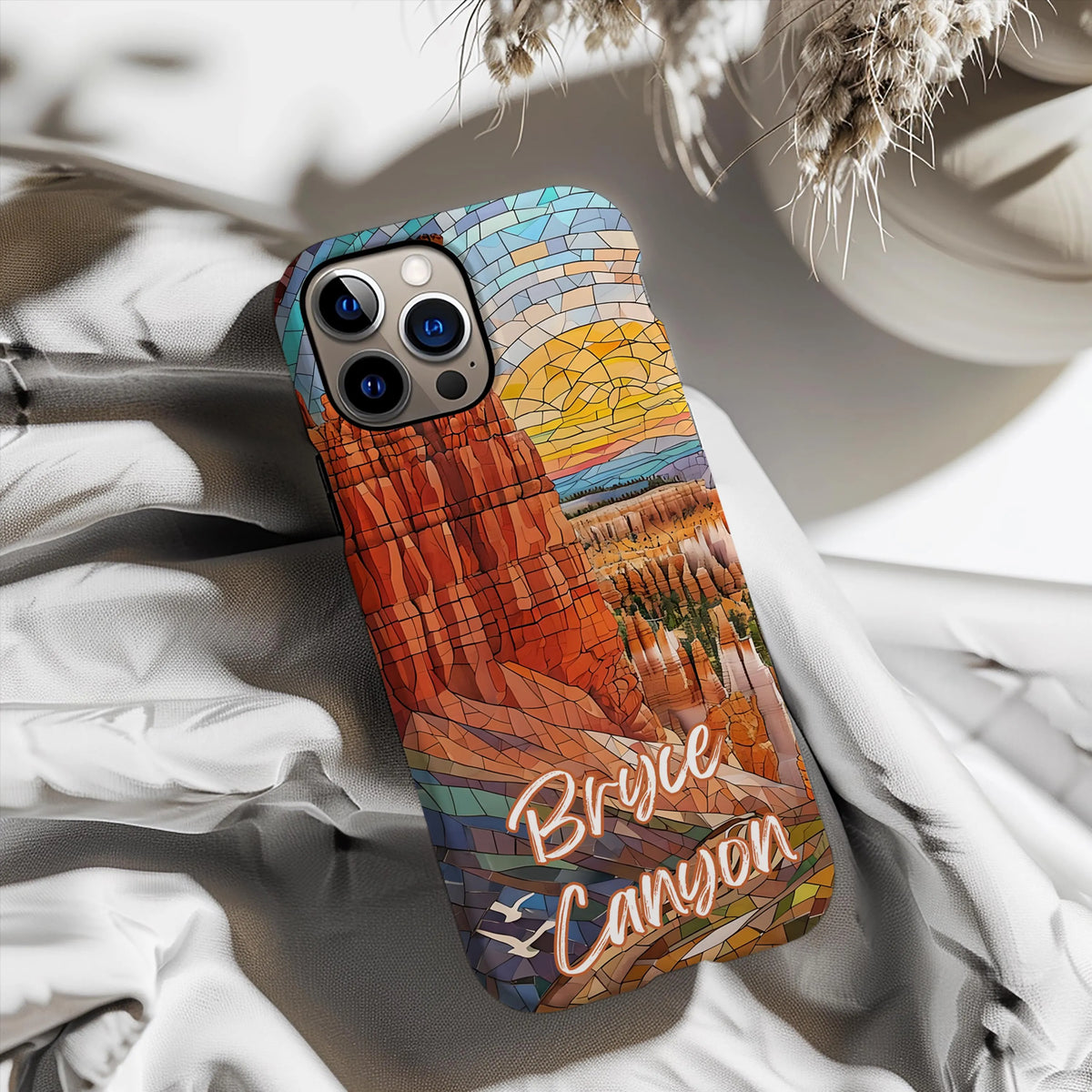 Bryce Canyon National Park Tough Case, Mosaic Desert Hoodoo Phone Case, Scenic Utah Phone Cover Compatible with iPhone, Galaxy, and Google