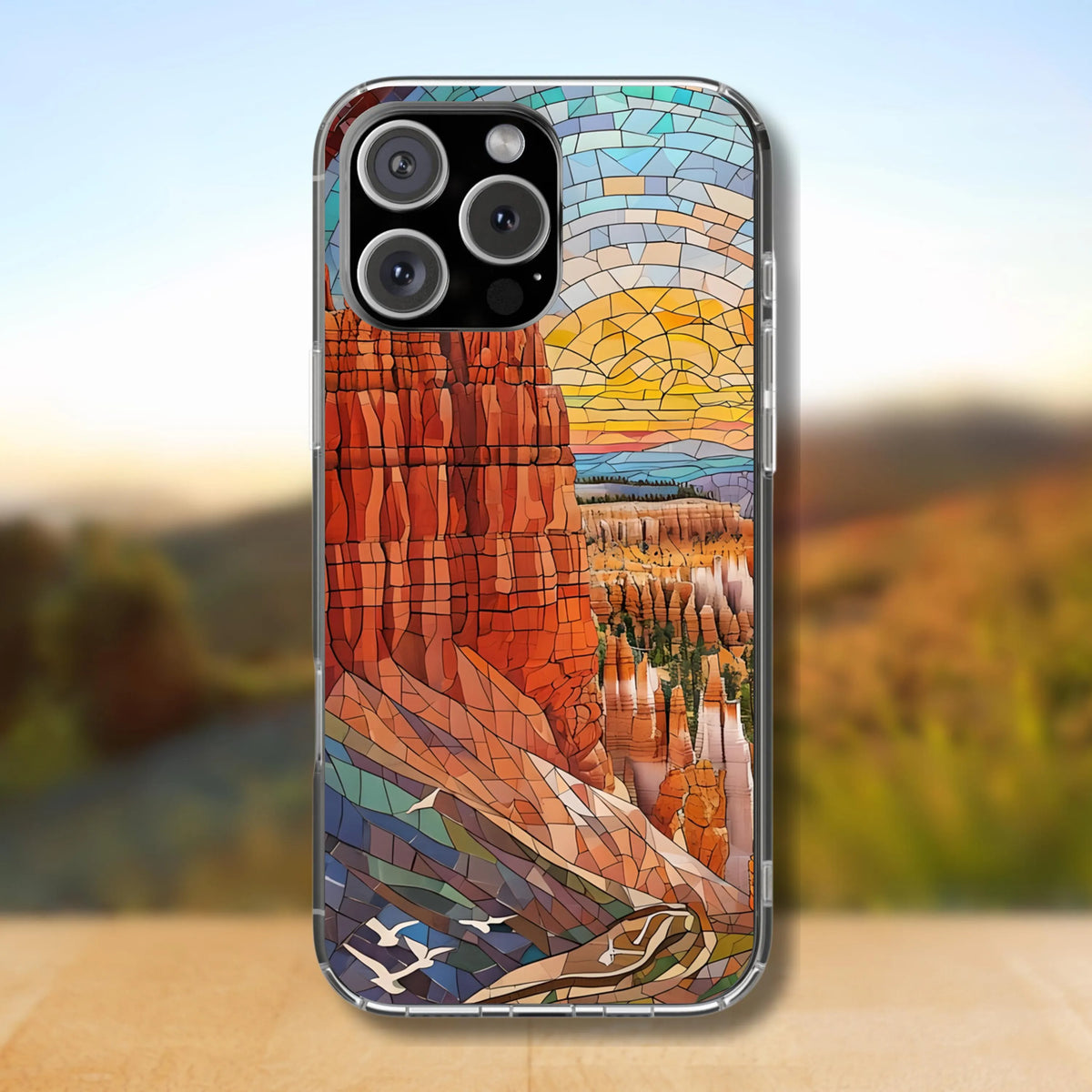 Bryce Canyon National Park Tough Case, Mosaic Desert Hoodoo Phone Case, Scenic Utah Phone Cover Compatible with iPhone, Galaxy, and Google
