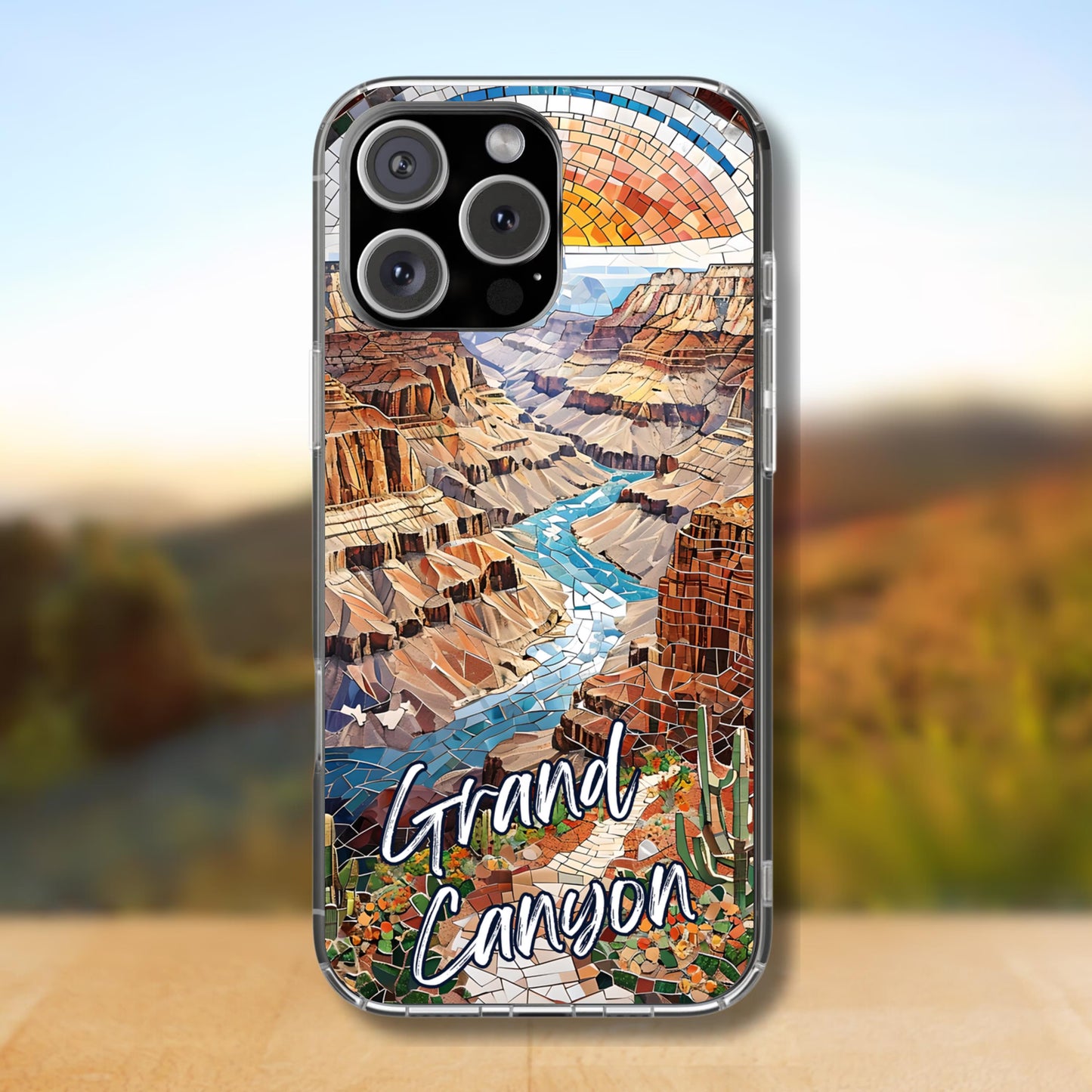 Grand Canyon National Park Tough Case, Mosaic Desert River Phone Case, Southwest Nature Cover Compatible with iPhone, Galaxy and Google