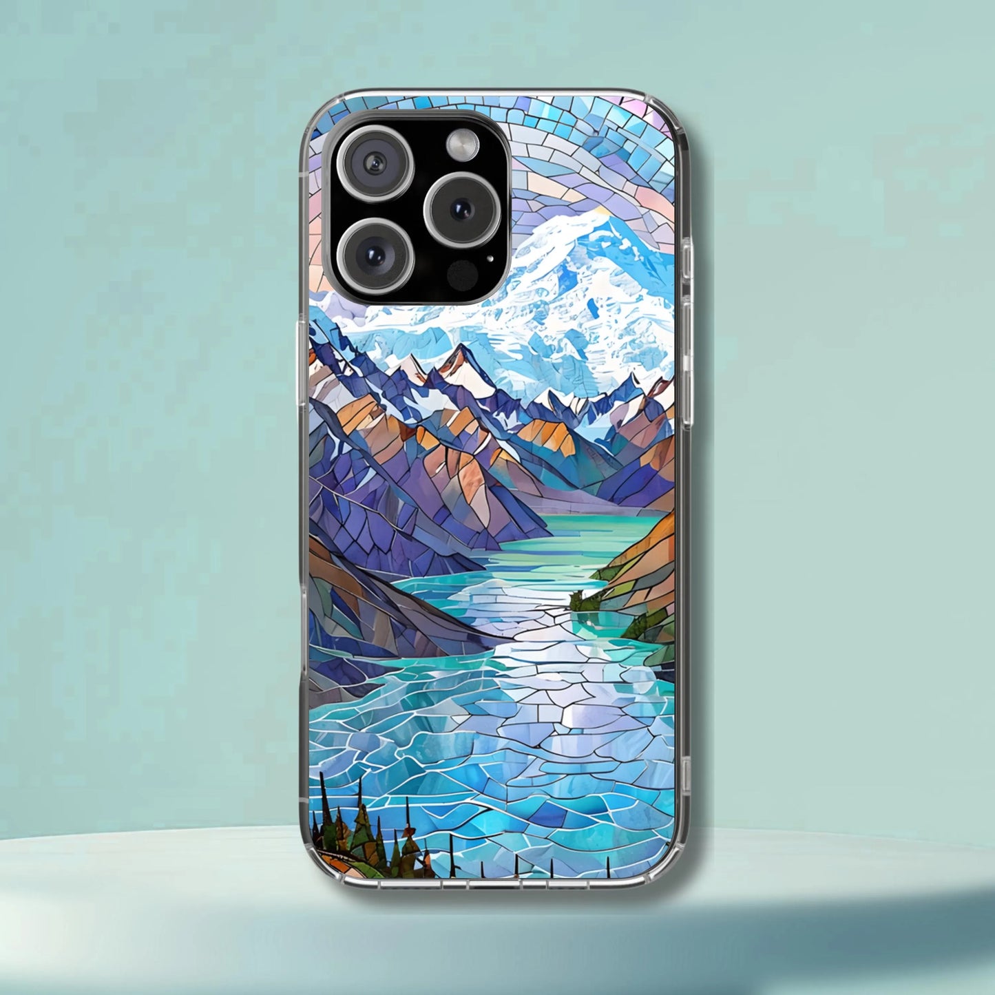 Rocky Mountain National Park Tough Case, Mosaic Lake and Mountain Phone Case Scenic Colorado Cover Compatible with iPhone, Galaxy and Google