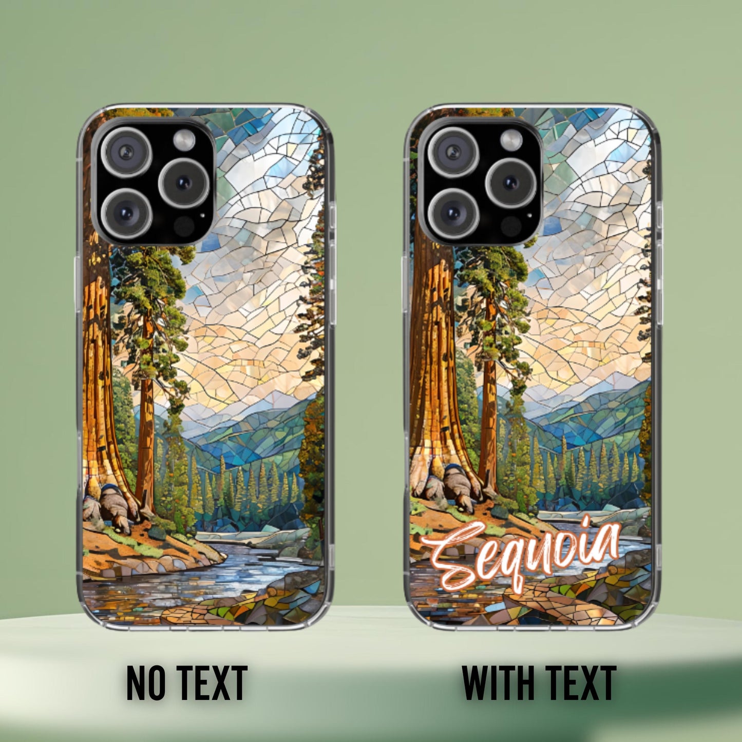 Sequoia National Park Tough Case, Mosaic Giant Tree Phone Case, Scenic Forest Trail Cover Compatible with iPhone, Galaxy, and Google