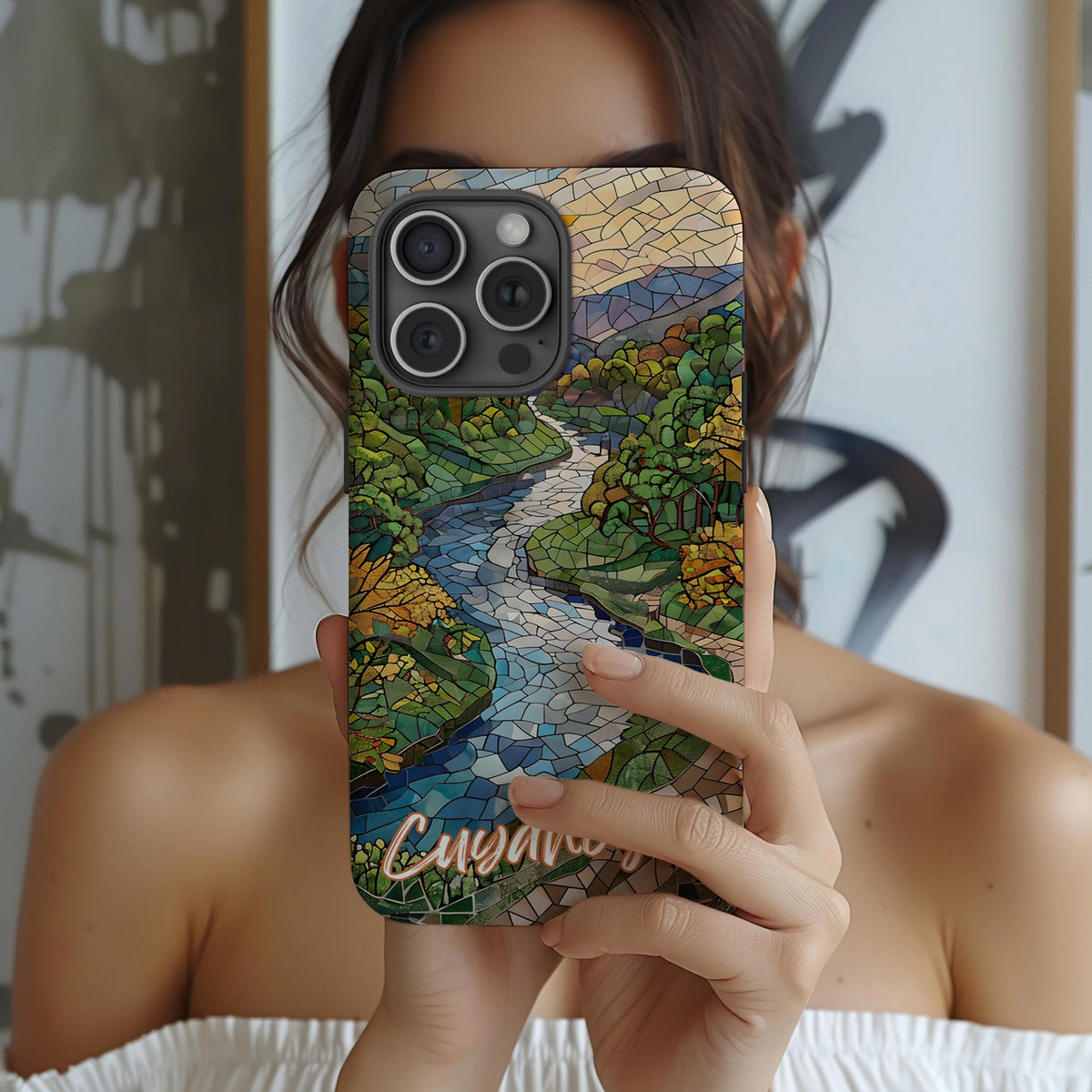 Cuyahoga Valley National Park Tough Case, Mosaic River Trail Phone Case Scenic Forest Landscape Cover Compatible with iPhone, Galaxy, Google