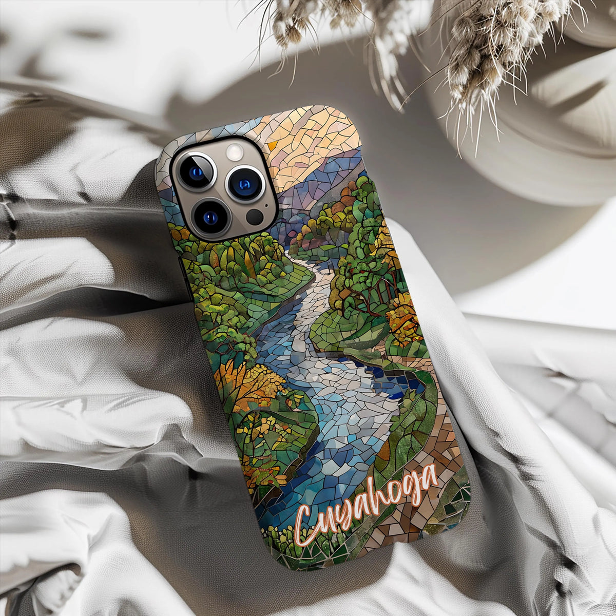 Cuyahoga Valley National Park Tough Case, Mosaic River Trail Phone Case Scenic Forest Landscape Cover Compatible with iPhone, Galaxy, Google