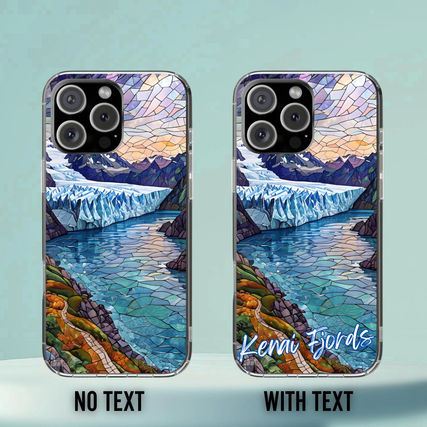Kenai Fjords National Park Tough Case, Mosaic Glacier Fjord Phone Case, Scenic Alaska Nature Cover Compatible with iPhone, Galaxy and Google