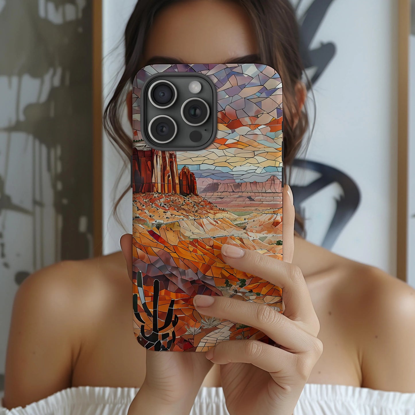 Capitol Reef National Park Tough Case, Mosaic Desert Canyon Phone Case, Scenic Utah Nature Cover Compatible with iPhone, Galaxy and Google