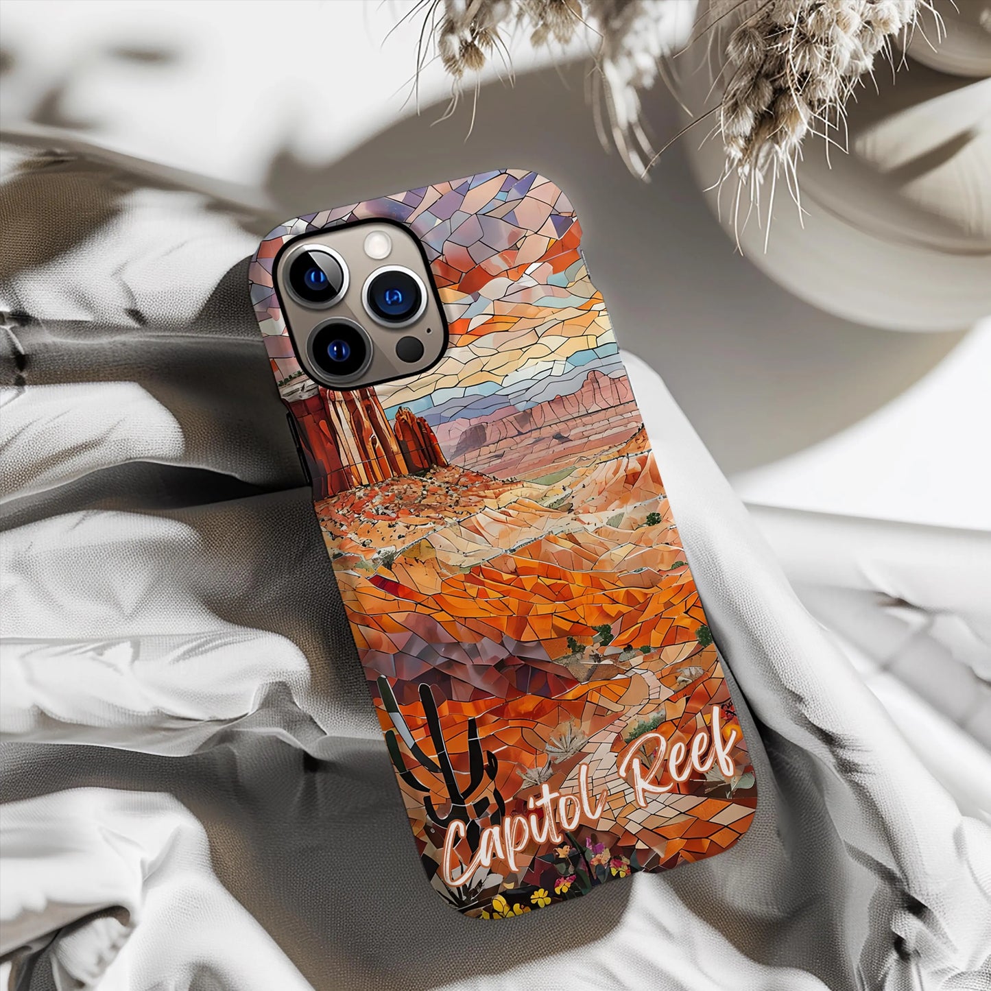 Capitol Reef National Park Tough Case, Mosaic Desert Canyon Phone Case, Scenic Utah Nature Cover Compatible with iPhone, Galaxy and Google