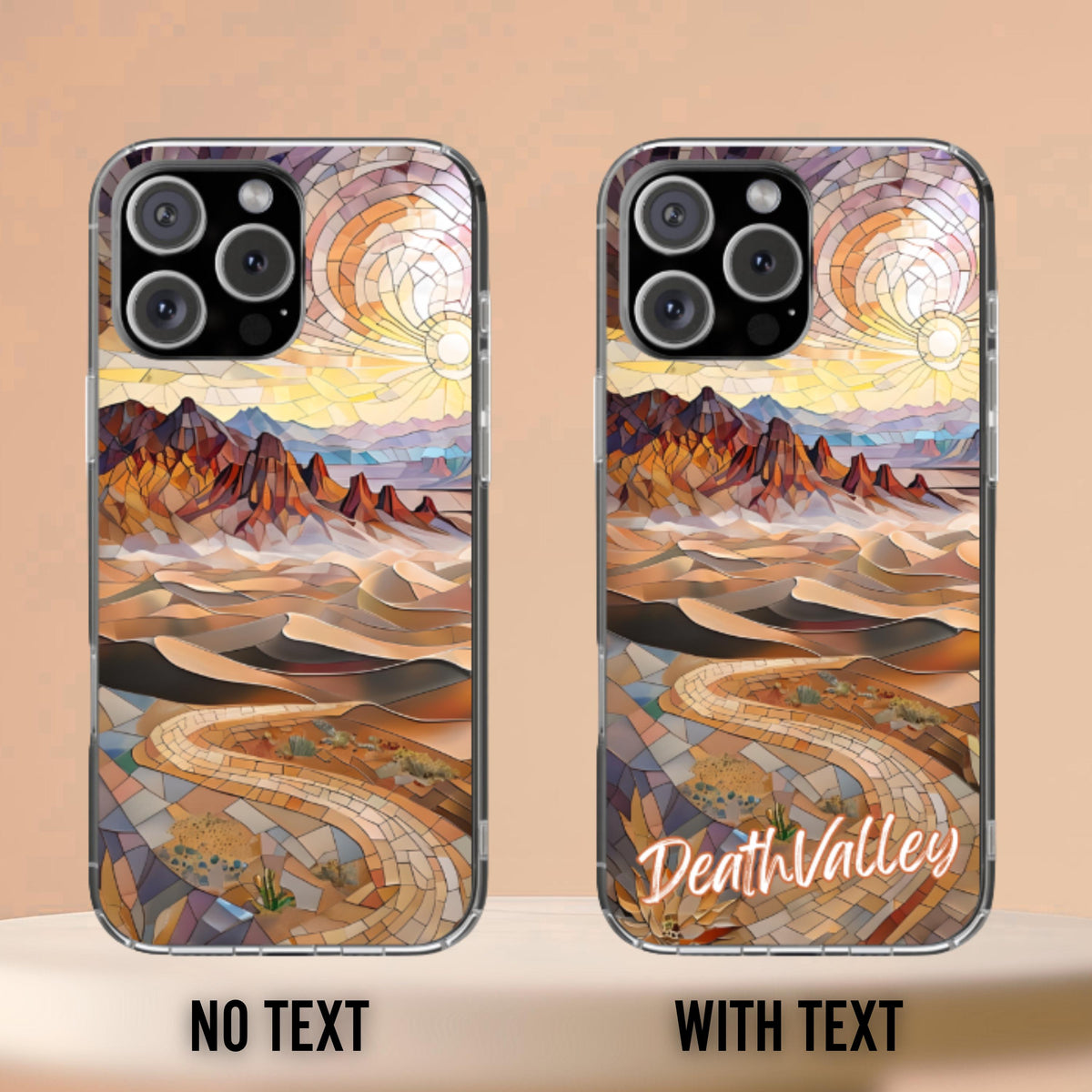 Death Valley Tough Case, Mosaic Desert Dunes Phone Cover, National Park Art Case Compatible with iPhone, Galaxy and Google