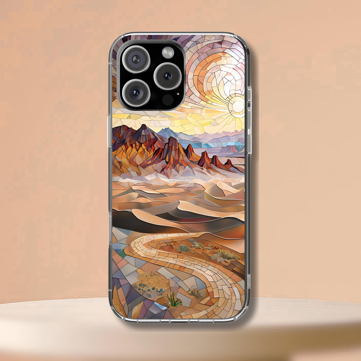 Death Valley Tough Case, Mosaic Desert Dunes Phone Cover, National Park Art Case Compatible with iPhone, Galaxy and Google