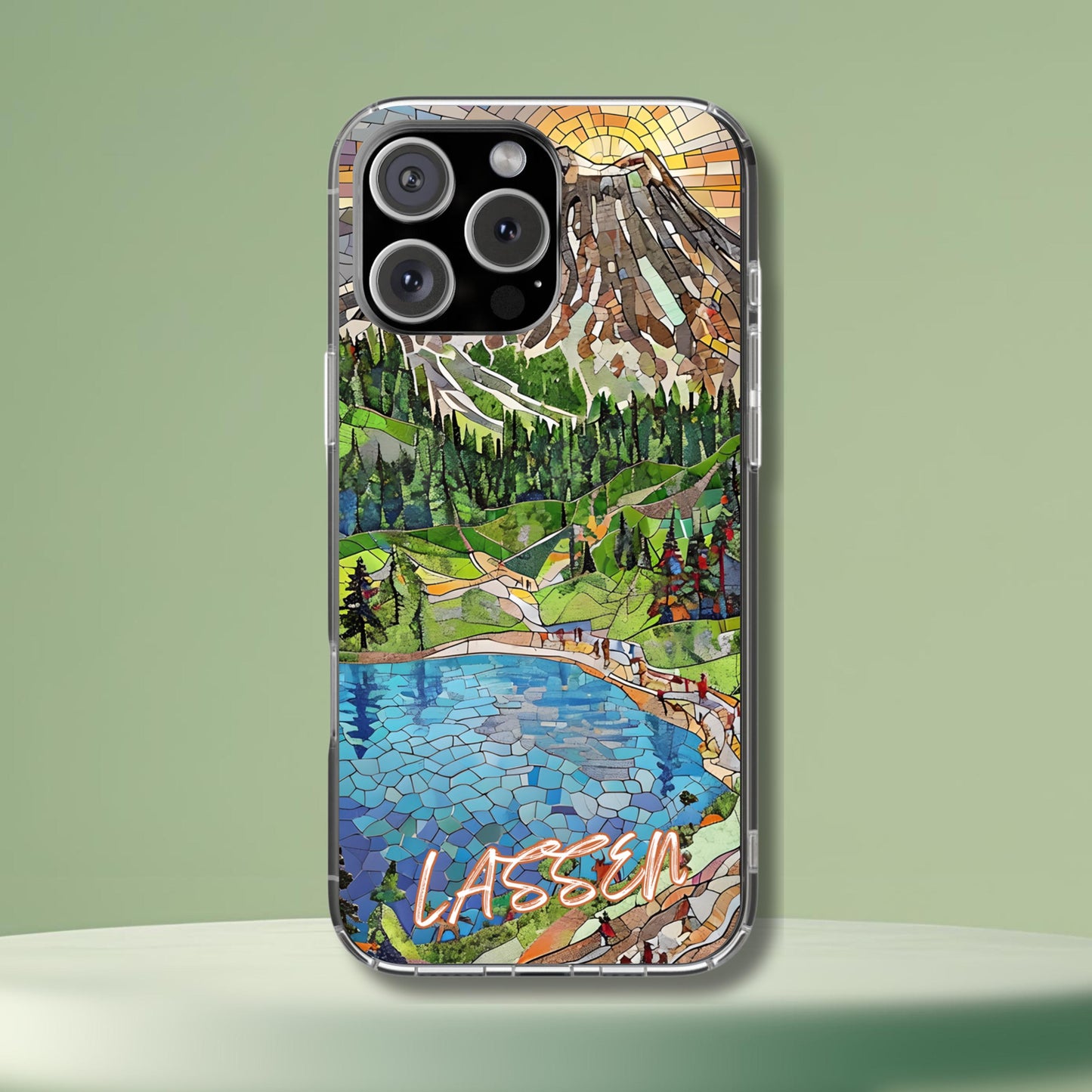 Lassen Tough Case, Mosaic Volcanic Mountain Lake Phone Cover, National Park Case Compatible with iPhone, Galaxy and Google