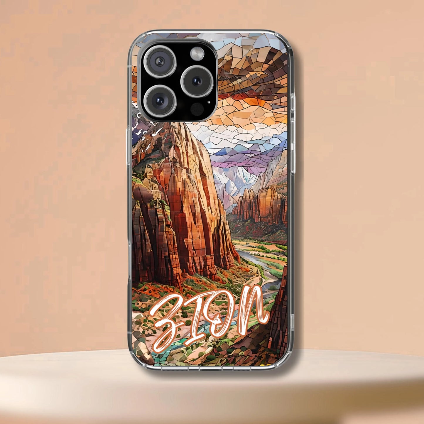 Zion Tough Case Red Rock Utah National Park Phone Cover Mosaic Cliff Canyon Design Compatible with iPhone, Galaxy and Google