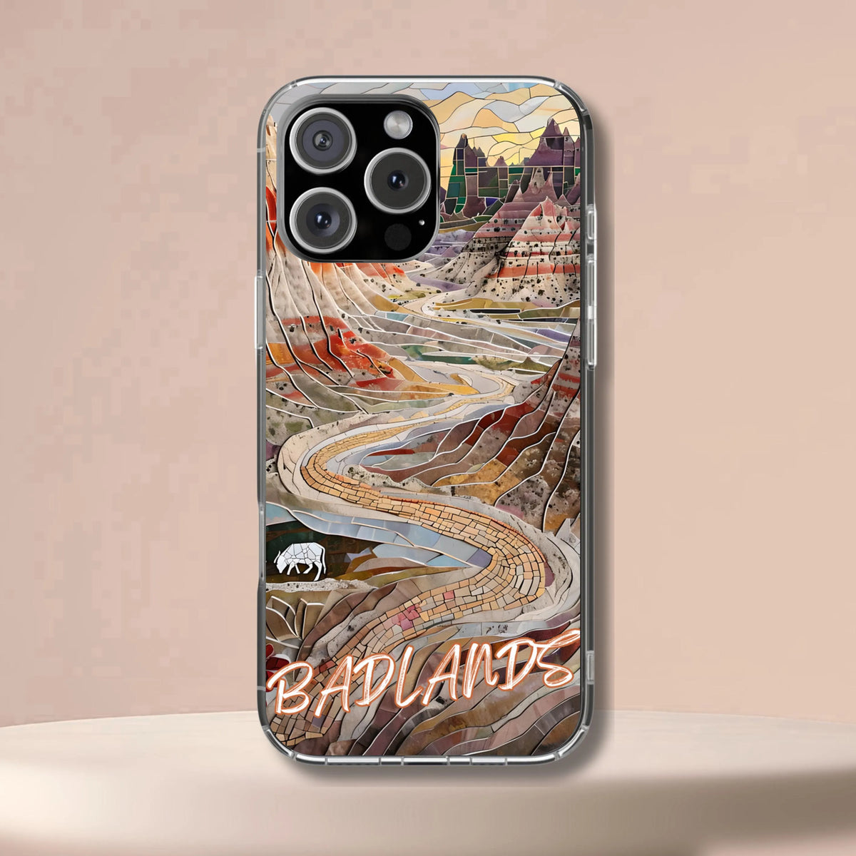 Badlands National Park Tough Case, Mosaic South Dakota Landscape Phone Cover, Compatible with iPhone, Galaxy and Google