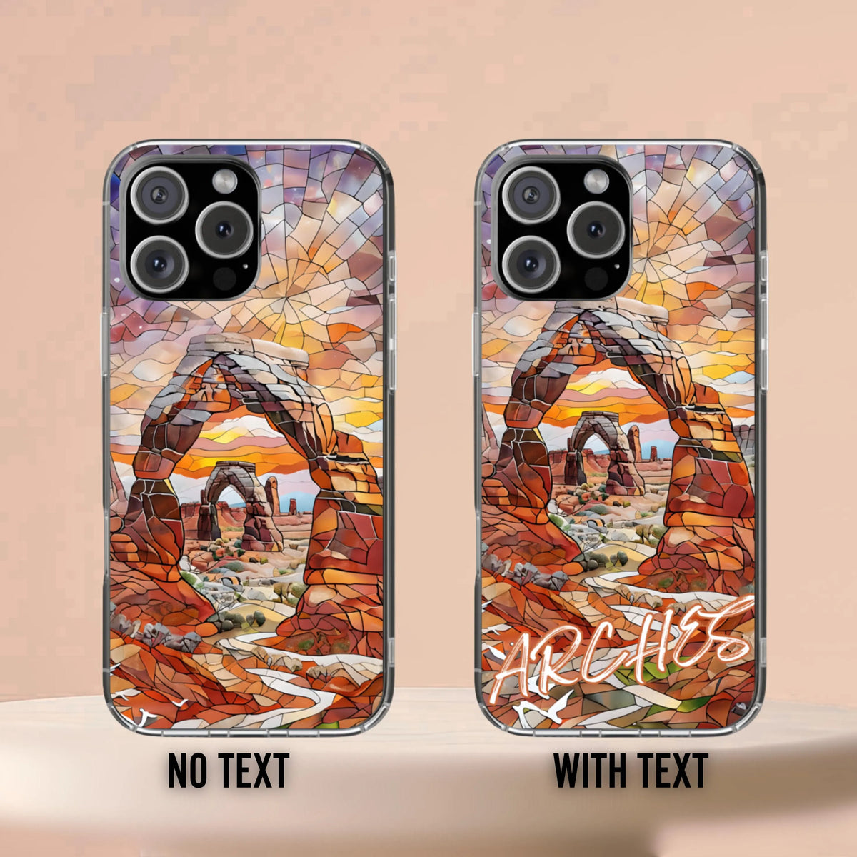 Arches Tough Case Utah National Park Sunset Phone Cover Red Rock Desert Mosaic Art Compatible with iPhone, Galaxy and Google