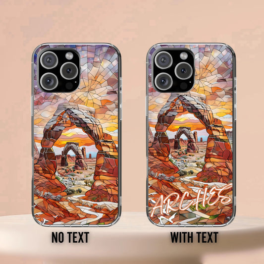 Arches Tough Case Utah National Park Sunset Phone Cover Red Rock Desert Mosaic Art Compatible with iPhone, Galaxy and Google