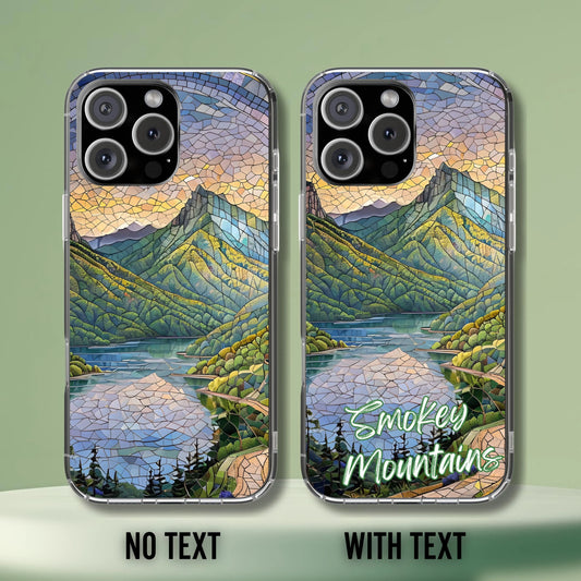 Smokey Mountains National Park Tough Case, Scenic Mountain Lake Mosaic Art Compatible with iPhone 17, 16, 15, 14, 13, Galaxy, and Google