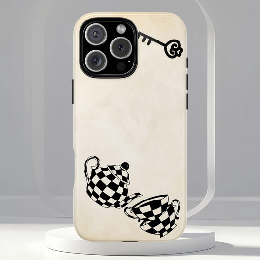 Alice in Wonderland Magnetic Phone Case, Tea Kettle and Cups Phone Cover, Vintage Storybook, Compatible with iPhone 17, 16, 15, 14, 13