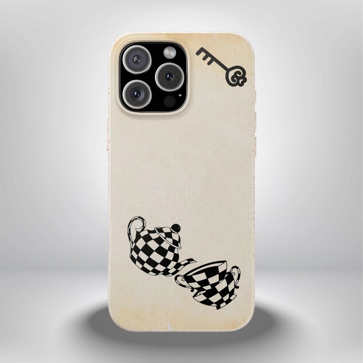 Alice in Wonderland Biodegradable Phone Case, Tea Kettle and Cups Phone Cover Compatible with iPhone, Galaxy