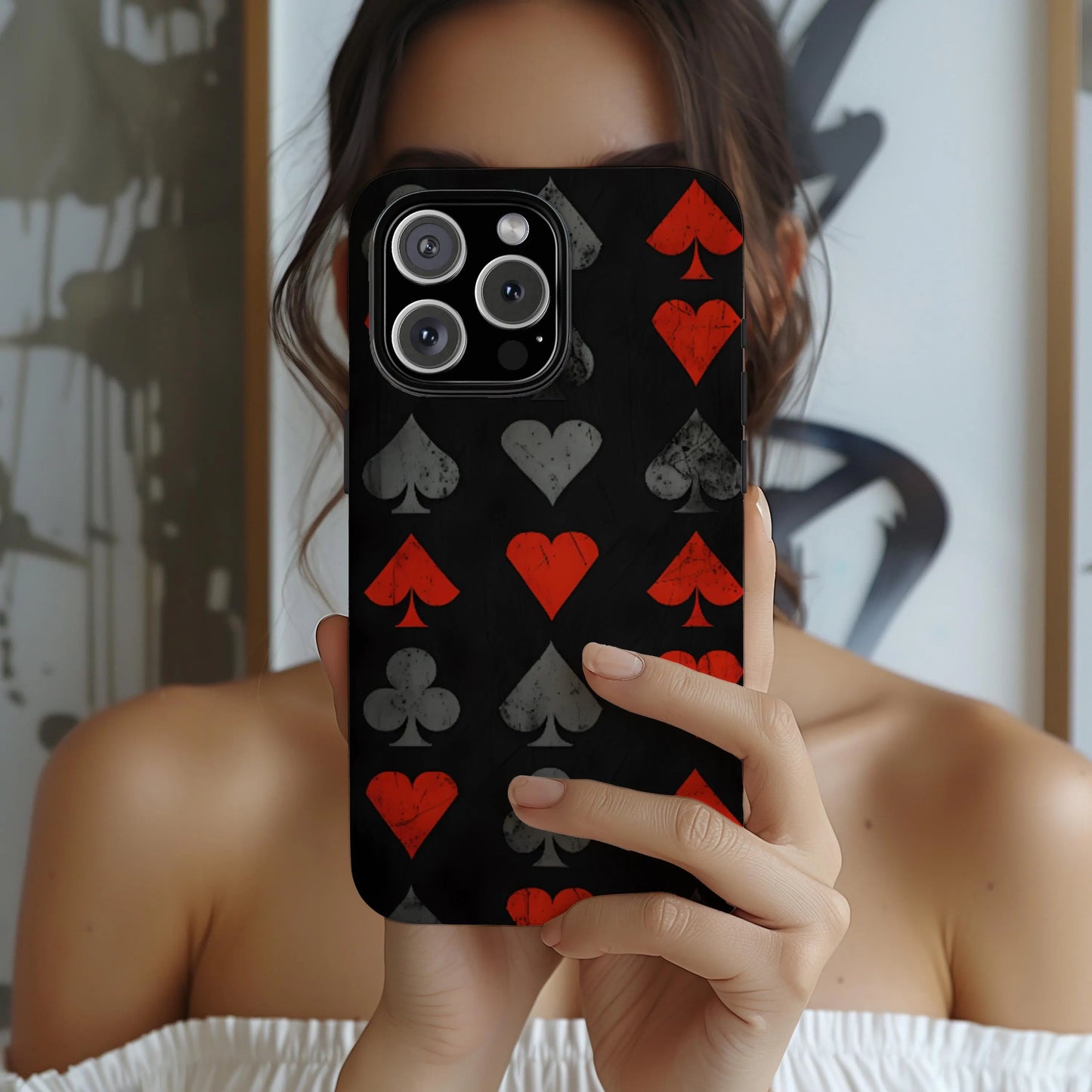 Alice in Wonderland Magnetic Phone Case, Dark Fantasy Card Suits Phone Cover, Compatible with iPhone 17, 16, 15, 14, 13