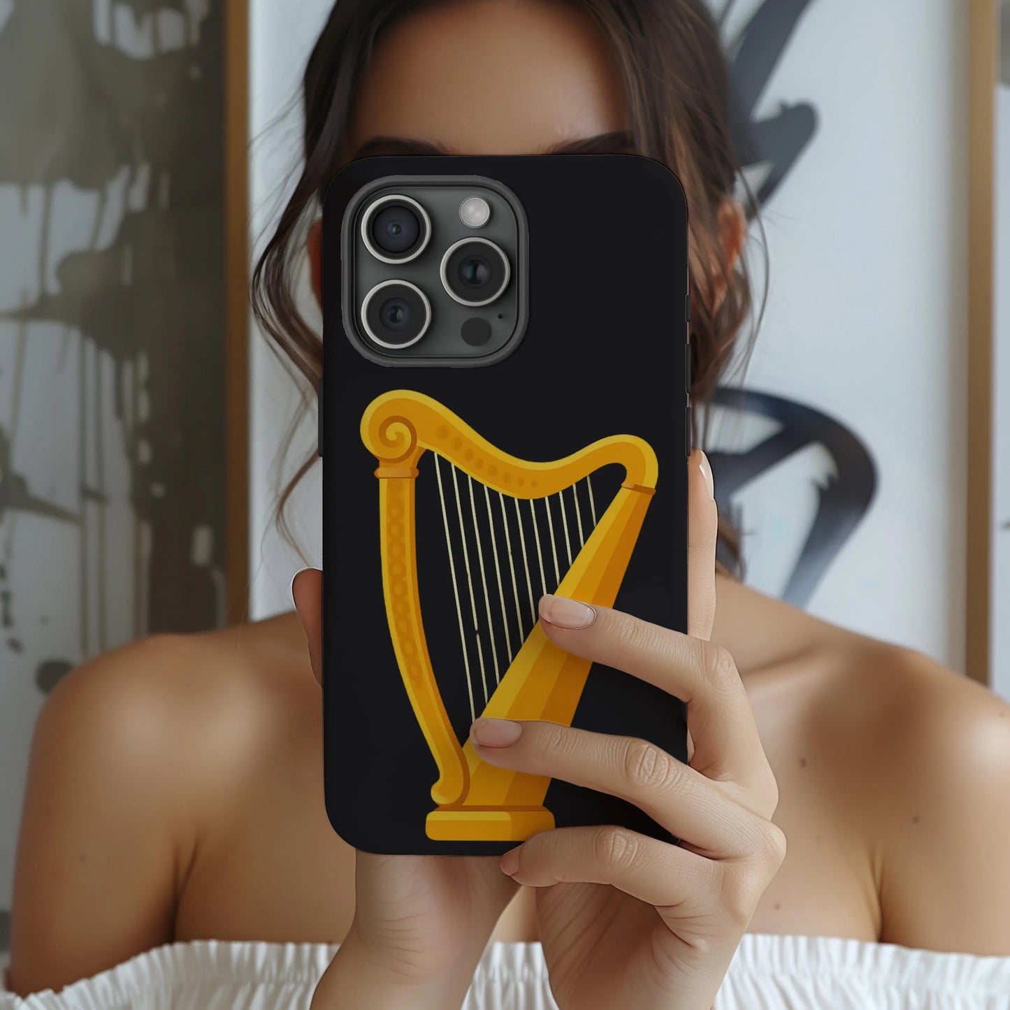 Irish Harp Tough Phone Case Celtic Ireland Symbol Heritage Gift Compatible with iPhone 17 16 15 14 13 12 11 Pro Max Galaxy Google Pixel