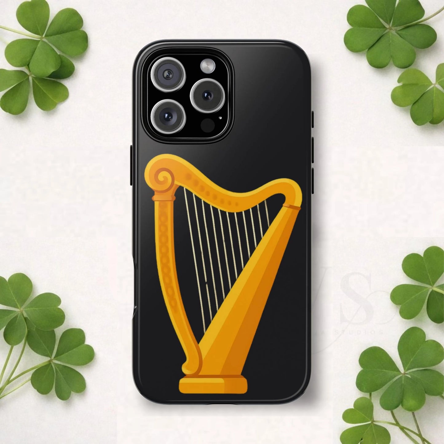 Irish Harp Tough Phone Case Celtic Ireland Symbol Heritage Gift Compatible with iPhone 17 16 15 14 13 12 11 Pro Max Galaxy Google Pixel